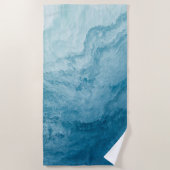 Blaue Ruhe im Ozean Waves Natur Abstrakte Kunst Strandtuch (Vorderseite)