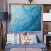 Blaue Ruhe im Ozean Waves Natur Abstrakte Kunst Wandteppich