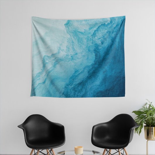 Blaue Ruhe im Ozean Waves Natur Abstrakte Kunst Wandteppich