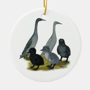 Blaue Runner-Entenfamilie Keramikornament