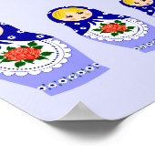 Blaue Russische Matryoshka-Nistpuppen Poster (Ecke)
