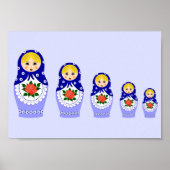 Blaue Russische Matryoshka-Nistpuppen Poster (Vorne)