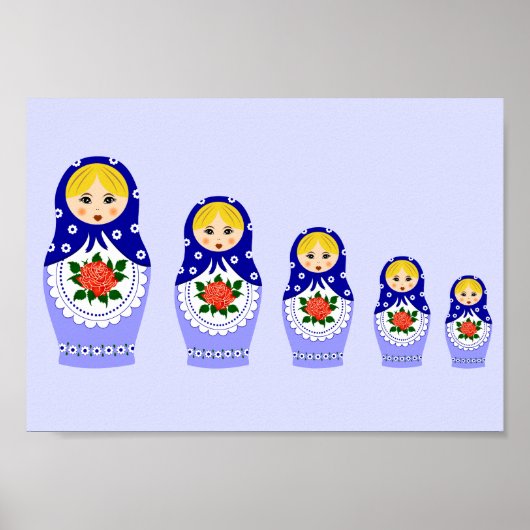 Blaue Russische Matryoshka-Nistpuppen Poster (Vorne)