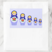 Blaue Russische Matryoshka-Nistpuppen Rechteckiger Aufkleber (Tasche)