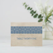 Blaue Rustic Lace Tischnummer Postkarte (Stehend Vorderseite)