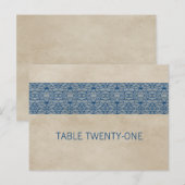 Blaue Rustic Lace Tischnummer Postkarte (Vorne/Hinten)