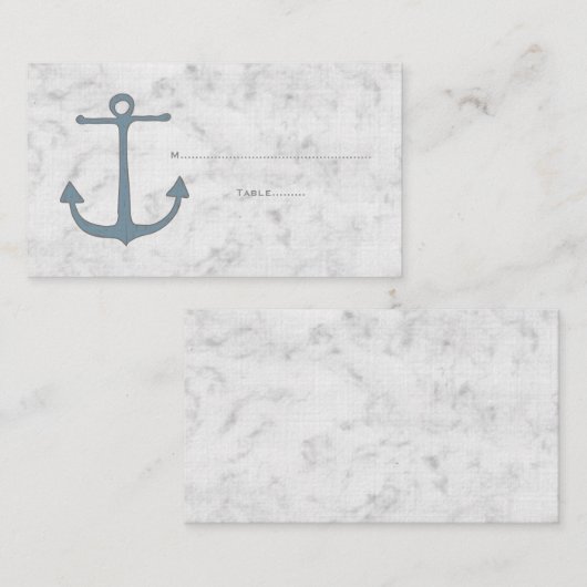 Blaue Rustikale Ankerhochzeitungen - Platzkarten (Vorne/Hinten)