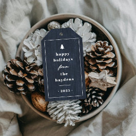 Blaue Rustikale Baum Holzkorn Weihnachts-Geschenka Geschenkanhänger