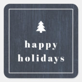 Blaue Rustikale Baum Holzoptik Weihnachtssticker Quadratischer Aufkleber (Vorderseite)