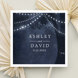 Blaue Rustikale Baumlichtinitialen Hochzeit Serviette