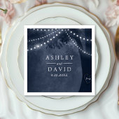 Blaue Rustikale Baumlichtinitialen Hochzeit Serviette