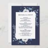 Blaue, rustikale Blüte auf einer Hochzeit Einladung (Rückseite)