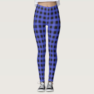 Blaue Rustikale Büffel Karo Holzfäller Kariert Leggings