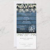 Blaue Rustikale Foliage Mason Jars in einer Hochze Einladung (Vorderseite)