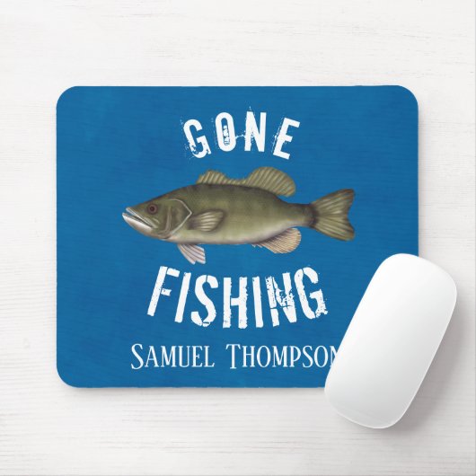 Blaue, rustikale Gone Fishing Custom Mousepad (Mit Mouse)