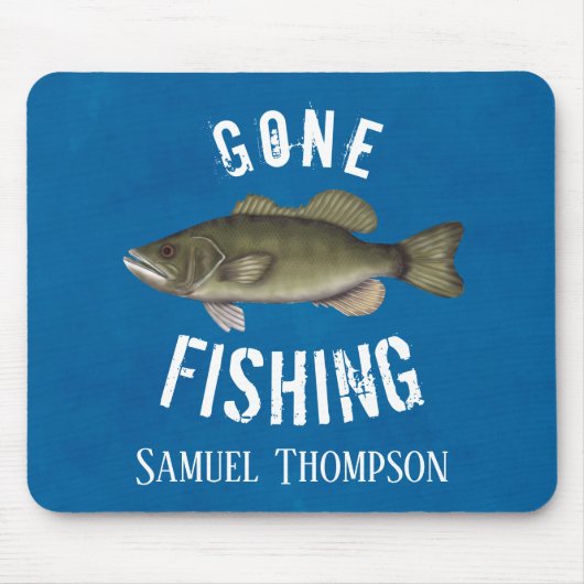 Blaue, rustikale Gone Fishing Custom Mousepad (Vorne)
