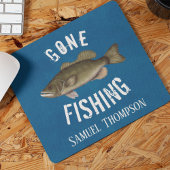 Blaue, rustikale Gone Fishing Custom Mousepad