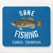Blaue Rustikale „Gone Fishing“-Mauspad Mousepad (Vorne)