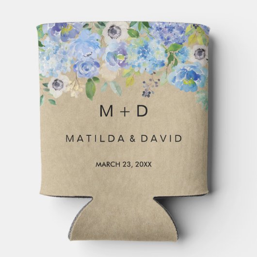 Blaue Rustikale Hochzeit Dosenkühler (Rückseite)