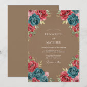 Blaue Rustikale Hochzeit Einladung (Vorne/Hinten)