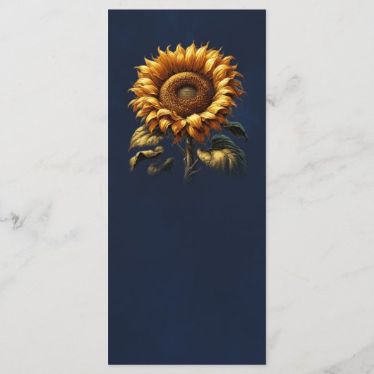 Blaue Rustikale Hochzeitskarte Menükarte (Rückseite)