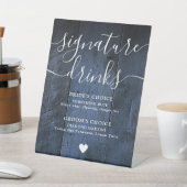 Blaue Rustikale Holz Boho Stall Signature Drinks Sockelschild (In SItu)