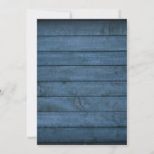 Blaue Rustikale Holz-Lichterkette Skript Hochzeit Einladung (Rückseite)