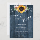 Blaue, rustikale Holz Sonnenblumen Lichter wir gek Einladung (Vorderseite)