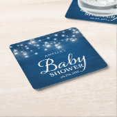 Blaue rustikale hölzerne Weckglas-Licht-Babyparty Rechteckiger Pappuntersetzer (angewinkelt)