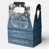 Blaue Rustikale Holzsaitenblume Geschenkschachtel (Geöffnet)