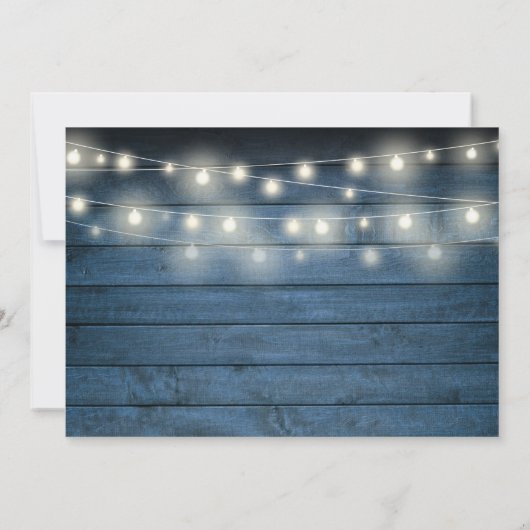 Blaue Rustikale Holzsaitenleuchten Foto Taufe Dankeskarte (Rückseite)