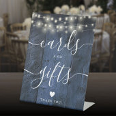 Blaue, rustikale Holzschnitte und Geschenke Sockelschild