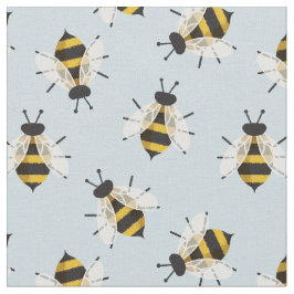 Blaue Rustikale Illustrierte Bienenfabrik Stoff