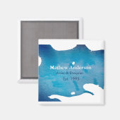 Blaue, rustikale Jeans Textur geben Namen Magnet (Vorderseite/Rückseite)
