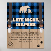 Blaue Rustikale Karierte Lumberjack Späte Nachttau Poster (Vorne)
