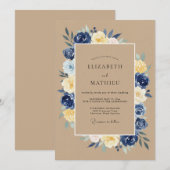 Blaue rustikale Landhochzeit Einladung (Vorne/Hinten)