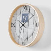 Blaue Rustikale Monogram-Uhr Uhr (Winkel)