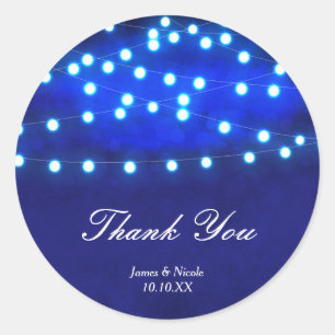 Blaue Rustikale Nacht-Lichterkette Hochzeit-Aufkle Runder Aufkleber