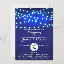 Blaue Rustikale nächtliche Lichter zum Hochzeitsem Einladung