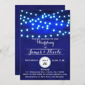 Blaue Rustikale nächtliche Lichter zum Hochzeitsem Einladung (Vorne/Hinten)