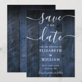Blaue Rustikale Scheunenholz Boho-Chic-Hochzeit Save The Date (Vorne/Hinten)