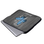 Blaue Rustikale Schmetterling Personalisierter Lap Laptopschutzhülle (Vorne Knopf)