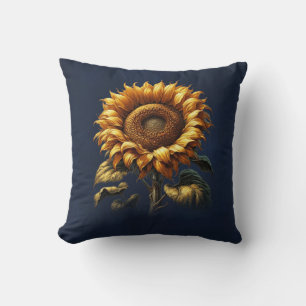 Blaue Rustikale Sonnenblume  Kissen