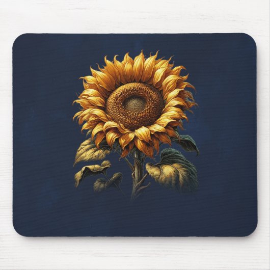 Blaue Rustikale Sonnenblume Mousepad (Vorne)