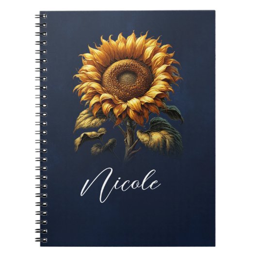 Blaue Rustikale Sonnenblume Notizblock (Vorderseite)