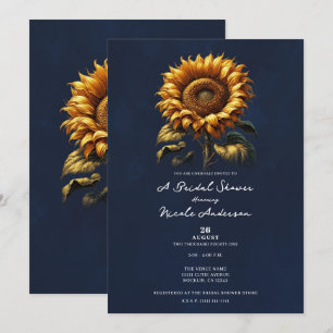 Blaue Rustikale Sonnenblumen Brause Shower Einladung