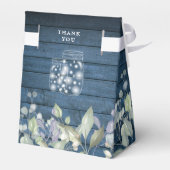 Blaue Rustikale Streichellichtblende in Grünblätte Geschenkschachtel (Rückseite)