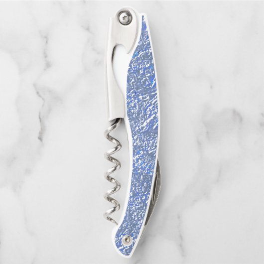 Blaue rustikale Textur mit Silbereffekt Kellnermesser (Vorderseite)