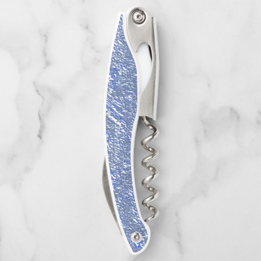 Blaue rustikale Textur mit Silbereffekt Kellnermesser (Rückseite)