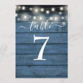 Blaue Rustikale Tischnummer (Vorderseite)